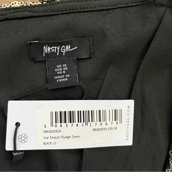 Nasty Gal Star Sequin Plunge Neck Fringe Dress 6 - Picture 2 of 10